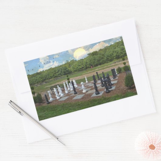 Schach der Lebensgröße Rechteckiger Aufkleber (Umschlag)