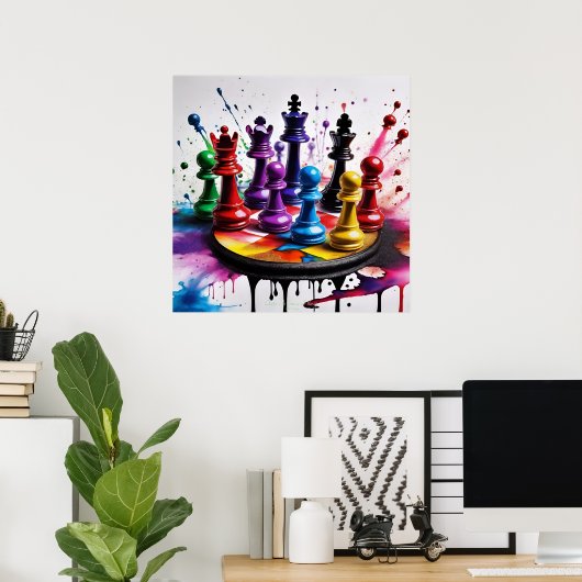 Schach ein Spiel der Könige AI Fantasy Digital Art Poster (Heimbüro)