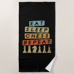 Schach - Essen Schlaf Schach Wiederholen Strandtuch
