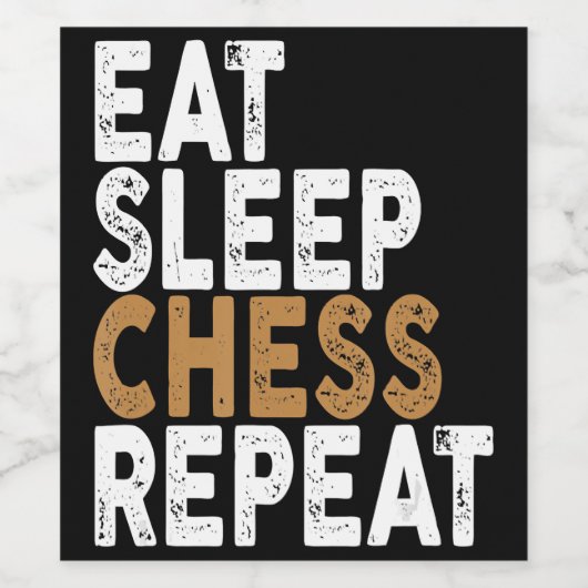 Schach essen wiederholen Schach Weinetikett (Einzelnes Label)