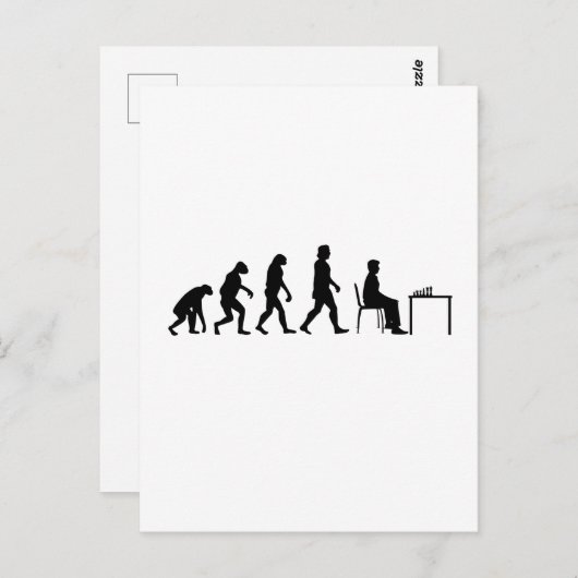 Schach - Evolution des Schachspielers Postkarte (Vorne/Hinten)