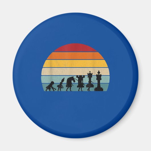 Schach Evolution Retro Vintages Geschenk für Schac Magnet (Vorne)