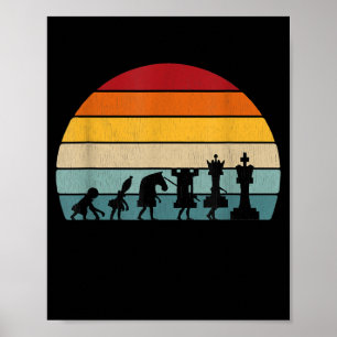 Schach Evolution Retro Vintages Geschenk für Schac Poster
