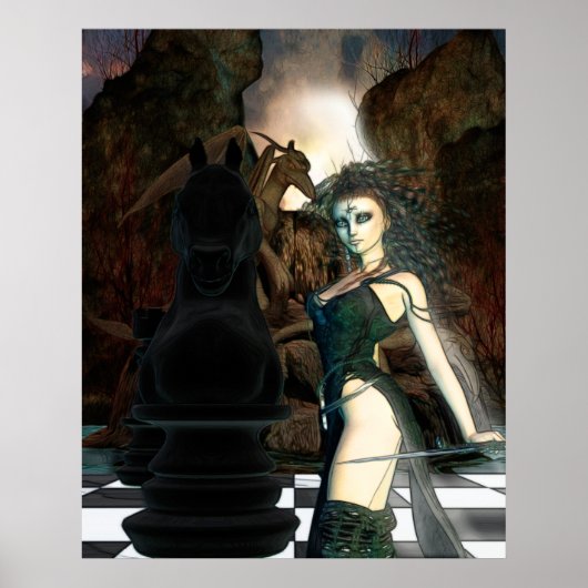 Schach Fantasy Gotische Kunst Poster (Vorne)