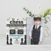 Schach Geburtstagsparty Einladung mit Ihrem Bild (Stehend Vorderseite)
