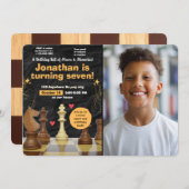 Schach Geburtstagsparty Game Einladung mit Bild (Vorne/Hinten)
