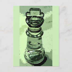 Schach, Glaskönig, grüner Hintergrund, umrissen Postkarte