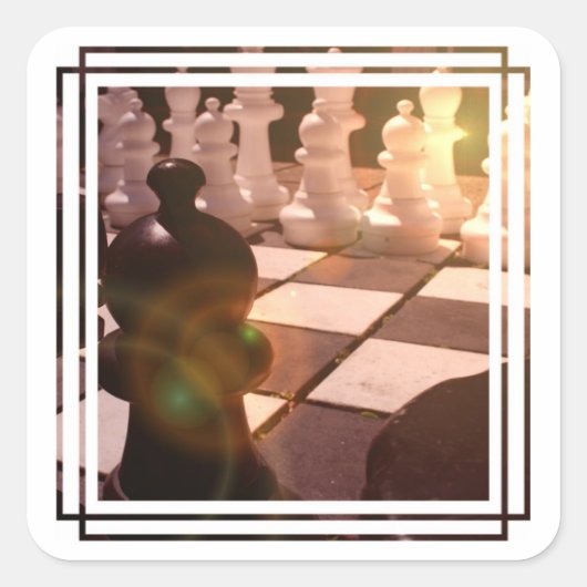 Schach-Großmeister-Stickers Quadratischer Aufkleber (Vorderseite)