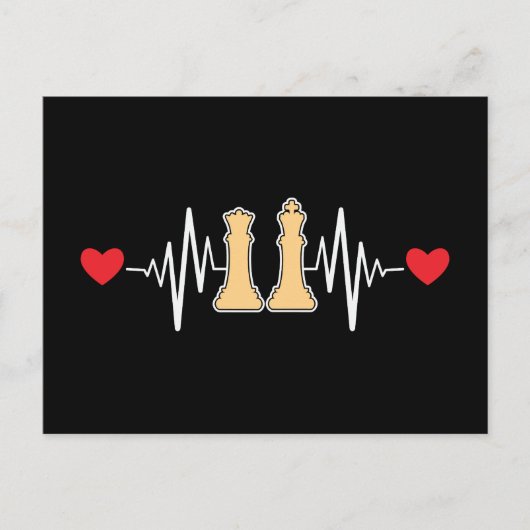 Schach Heartbeat Checkmate Vintag Postkarte (Vorderseite)