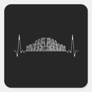 Schach Heartbeat Quadratischer Aufkleber