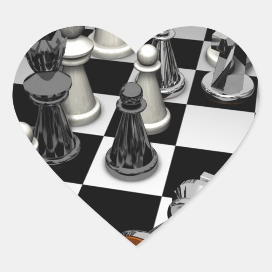Schach Herz-Aufkleber (Vorderseite)
