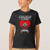 Schach Herz Pieces Strategie Spiel Liebe Passion T-Shirt (Vorderseite)