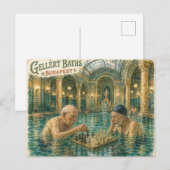 Schach in den Gellert-Bädern Budapest Ungarn Postkarte (Vorne/Hinten)