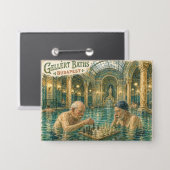 Schach in den Gellert-Thermen Budapest Ungarn Button (Vorderseite/Rückseite)