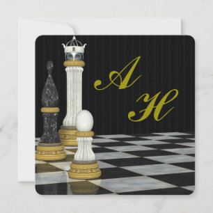 Schach-Inspiriertes Monogramm-Einladung Einladung