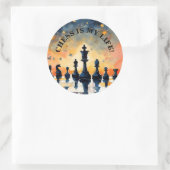 Schach ist mein Leben Runder Aufkleber (Tasche)