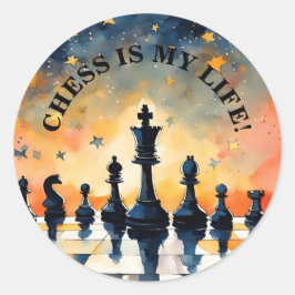 Schach ist mein Leben Runder Aufkleber