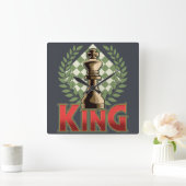 Schach King Quadratische Wanduhr (Zuhause)