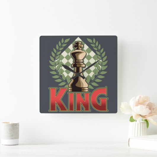 Schach King Quadratische Wanduhr (Zuhause)