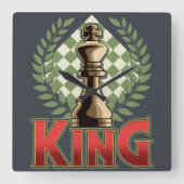Schach King Quadratische Wanduhr (Vorderseite)