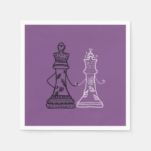 Schach King Queen Figures Napkins Serviette