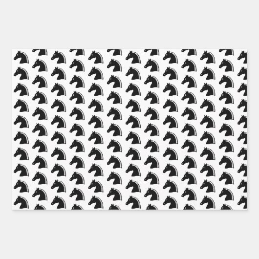 Schach King Queen Knight Schwarz-weiß Pattern Fun Geschenkpapier Set (Vorderseite 3)