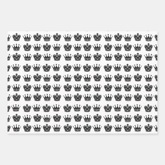 Schach King Queen Knight Schwarz-weiß Pattern Fun Geschenkpapier Set (Vorderseite)