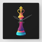 Schach-King-Square-Uhr Quadratische Wanduhr (Vorderseite)