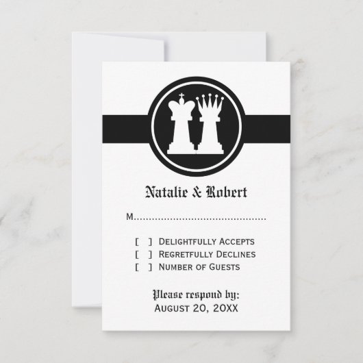 Schach King und Queen Wedding Response Card RSVP Karte (Vorderseite)