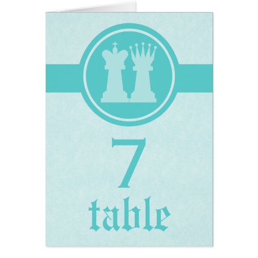 Schach King und Queen Wedding Table Card, Aqua (Vorne)