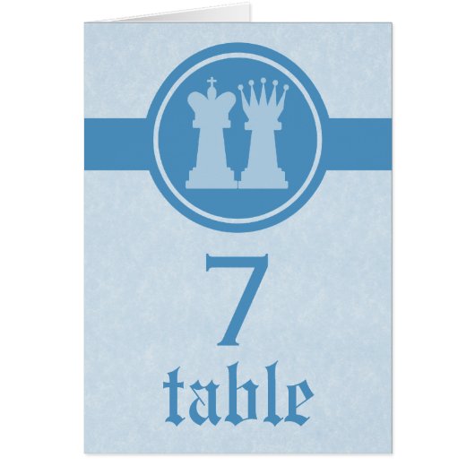Schach King und Queen Wedding Table Card, blau (Vorne)