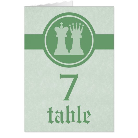 Schach King und Queen Wedding Table Card, Green (Vorne)