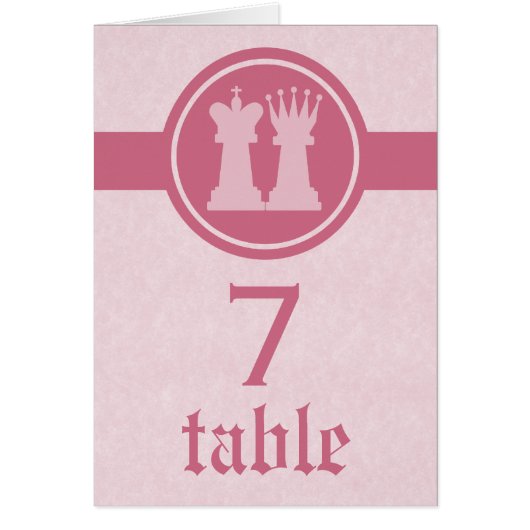 Schach King und Queen Wedding Table Card, Rosa (Vorne)