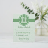 Schach King und Queen Wedeltrettkarte, Green RSVP Karte (Stehend Vorderseite)