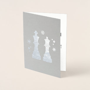 Schach-König und Königin am Weihnachten Folienkarte