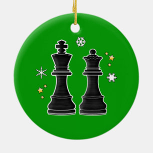 Schach-König und Königin am Weihnachten Keramik Ornament