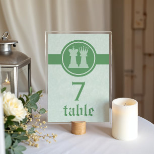 Schach König und Königin Hochzeit Tischkarte, Grün Tischnummer