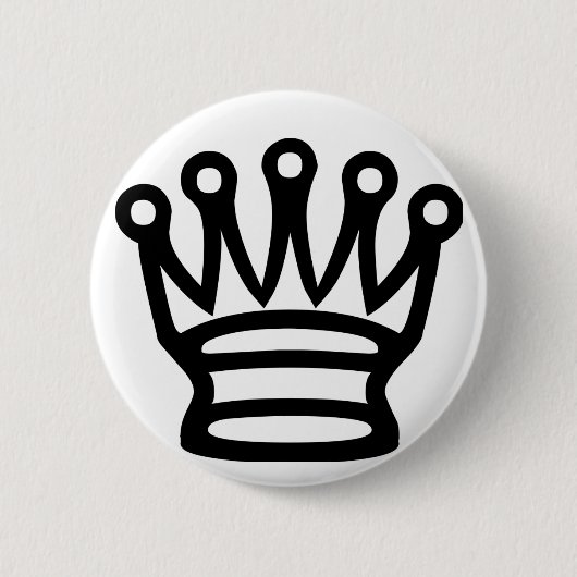 Schach Krone Symbol schwarze Figur Button (Vorderseite)
