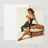 Schach Mädchen Pin Up Postkarte (Vorne/Hinten)