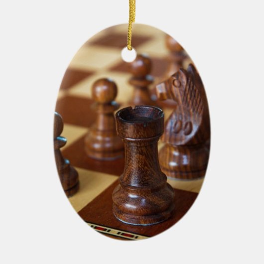 Schach-Mahagonibaum Keramik Ornament (Vorne)