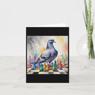 Schach mit einem Taubenaufkleber spielen Karte