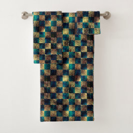 Schach mit schmutziger und kratzer Wirkung, gelb b Badhandtuch Set