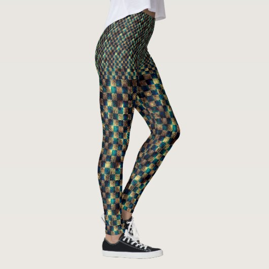 Schach mit schmutziger und kratzer Wirkung, gelb b Leggings (Rechts)