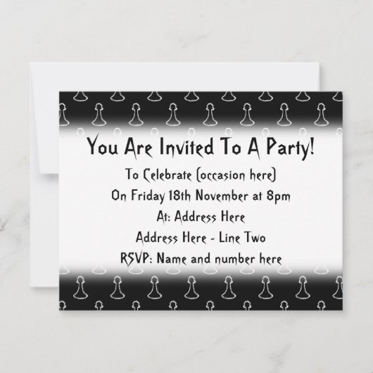 Schach-Muster in Schwarzweiss. Einladung (Vorderseite)