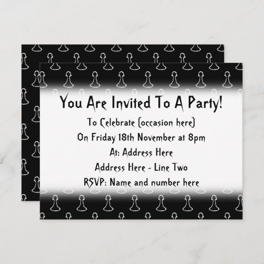 Schach-Muster in Schwarzweiss. Einladung (Vorne/Hinten)