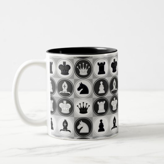 Schach-Muster Zweifarbige Tasse (Links)
