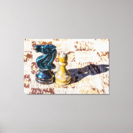 Schach Pawn and Knight - Veteranen Leinwanddruck