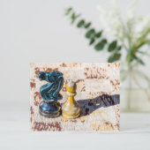 Schach Pawn and Knight - Veteranen Postkarte (Stehend Vorderseite)