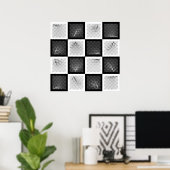 Schach-Piece-Reisen (schwarze und weiße Stücke) Poster (Heimbüro)
