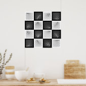 Schach-Piece-Reisen (schwarze und weiße Stücke) Poster (Küche)
